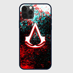 Чехол для iPhone 12 Pro Max Assassins Creed logo glitch, цвет: 3D-черный