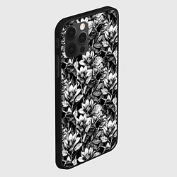 Чехол для iPhone 12 Pro Max Вороны в цветах, цвет: 3D-черный — фото 2