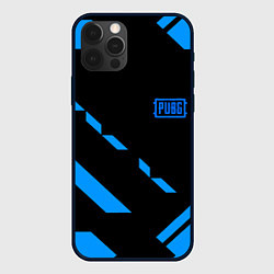 Чехол для iPhone 12 Pro Max PUBG blue geometry, цвет: 3D-черный