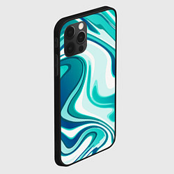 Чехол для iPhone 12 Pro Max Кислотно синий белый мраморный фон, цвет: 3D-черный — фото 2