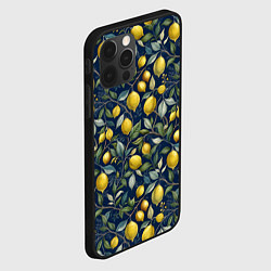 Чехол для iPhone 12 Pro Max Лимоны на ветках паттерн, цвет: 3D-черный — фото 2