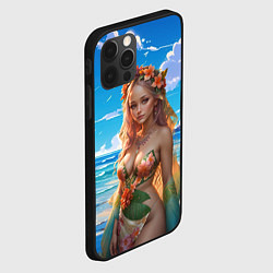 Чехол для iPhone 12 Pro Max Девушка на пляже в цветочном купальнике, цвет: 3D-черный — фото 2