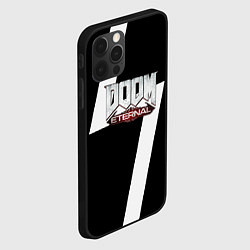 Чехол для iPhone 12 Pro Max Doom eternal geometry white, цвет: 3D-черный — фото 2