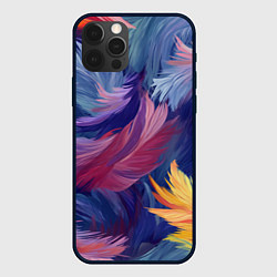 Чехол для iPhone 12 Pro Max Радужные перья, цвет: 3D-черный