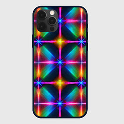 Чехол для iPhone 12 Pro Max Неоновые лучи - калейдоскоп, цвет: 3D-черный