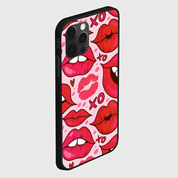 Чехол для iPhone 12 Pro Max Губы ХО паттерн, цвет: 3D-черный — фото 2