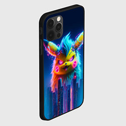 Чехол для iPhone 12 Pro Max Кибер-Пикачу среди небоскрёбов - нейроарт, цвет: 3D-черный — фото 2