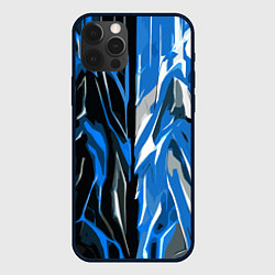 Чехол для iPhone 12 Pro Max Синяя абстракция на чёрно-белом фоне, цвет: 3D-черный