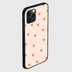 Чехол для iPhone 12 Pro Max Разбросанные сердца - паттерн, цвет: 3D-черный — фото 2