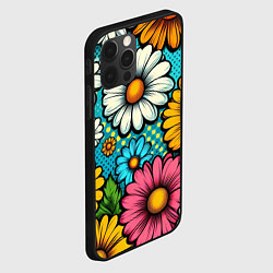 Чехол для iPhone 12 Pro Max Графический паттерн - Летние Цветы, цвет: 3D-черный — фото 2
