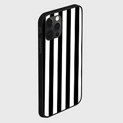 Чехол для iPhone 12 Pro Max Вертикальные черно белые полосы, цвет: 3D-черный — фото 2