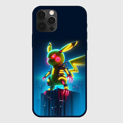 Чехол для iPhone 12 Pro Max Кибер Пикачу охотник с когтями - неоновое свечение, цвет: 3D-черный