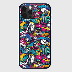 Чехол для iPhone 12 Pro Max Граффити спортивные принадлежности, цвет: 3D-черный