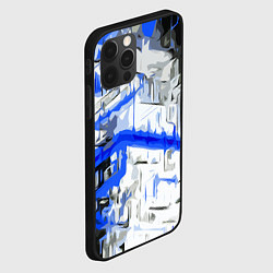 Чехол для iPhone 12 Pro Max Сине-белая абстракция на чёрном фоне, цвет: 3D-черный — фото 2