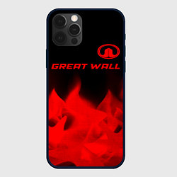 Чехол для iPhone 12 Pro Max Great Wall - red gradient посередине, цвет: 3D-черный