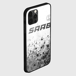 Чехол для iPhone 12 Pro Max Saab - white gradient посередине, цвет: 3D-черный — фото 2