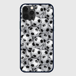 Чехол для iPhone 12 Pro Max Футбольные мячи паттерн, цвет: 3D-черный