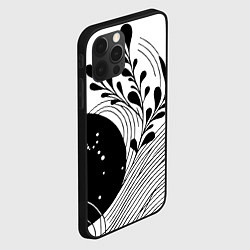 Чехол для iPhone 12 Pro Max Растительная абстракция black and white, цвет: 3D-черный — фото 2