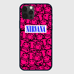 Чехол для iPhone 12 Pro Max Nirvana pink logo, цвет: 3D-черный