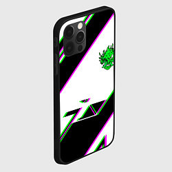 Чехол для iPhone 12 Pro Max Cyberpunk logo geometry, цвет: 3D-черный — фото 2