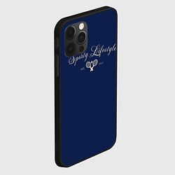 Чехол для iPhone 12 Pro Max Sporty lifestyle синий фон для тенниса, цвет: 3D-черный — фото 2