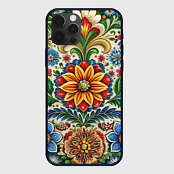 Чехол для iPhone 12 Pro Max Русские классические узоры и орнамент, цвет: 3D-черный