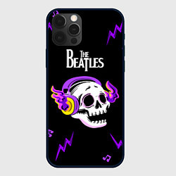 Чехол для iPhone 12 Pro Max The Beatles неоновый череп, цвет: 3D-черный