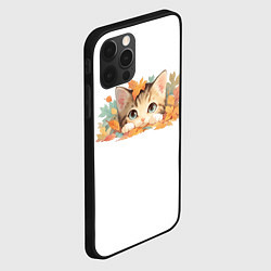 Чехол для iPhone 12 Pro Max Котёнок в листьях, цвет: 3D-черный — фото 2