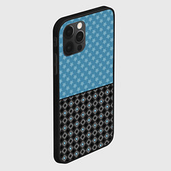 Чехол для iPhone 12 Pro Max Комбинированный синий со звездами узор, цвет: 3D-черный — фото 2