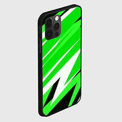 Чехол для iPhone 12 Pro Max Geometry stripes green, цвет: 3D-черный — фото 2