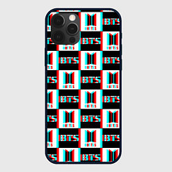 Чехол для iPhone 12 Pro Max BTS glitch pattern, цвет: 3D-черный