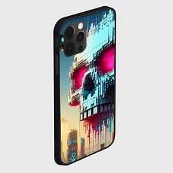 Чехол для iPhone 12 Pro Max Cool pixel skull - ai art fantasy, цвет: 3D-черный — фото 2