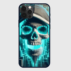 Чехол для iPhone 12 Pro Max Скелет в балахоне - граффити кибер-хакер, цвет: 3D-черный