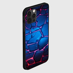 Чехол для iPhone 12 Pro Max Синие камни с фиолетовой подсветкой, цвет: 3D-черный — фото 2