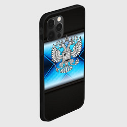 Чехол для iPhone 12 Pro Max Герб РФ абстракция соты, цвет: 3D-черный — фото 2