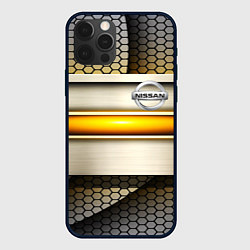 Чехол для iPhone 12 Pro Max Nissan sport avto metal, цвет: 3D-черный