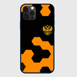 Чехол для iPhone 12 Pro Max Герф РФ соты броня, цвет: 3D-черный