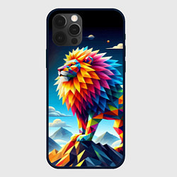 Чехол для iPhone 12 Pro Max Полигональный лев в горах - нейроарт, цвет: 3D-черный