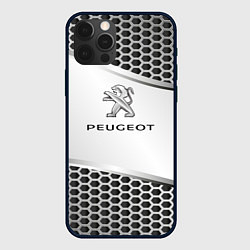 Чехол для iPhone 12 Pro Max Peugeot carbon metal, цвет: 3D-черный