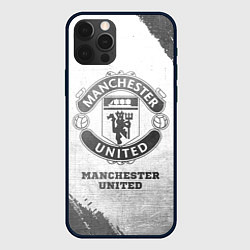 Чехол для iPhone 12 Pro Max Manchester United - white gradient, цвет: 3D-черный