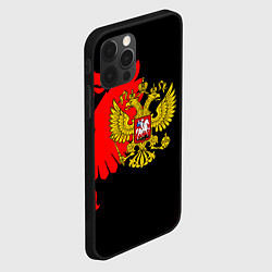 Чехол для iPhone 12 Pro Max Герб РФ красный, цвет: 3D-черный — фото 2