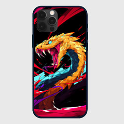 Чехол для iPhone 12 Pro Max Злая желтая змея, цвет: 3D-черный
