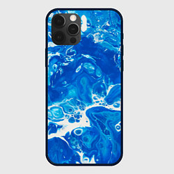 Чехол для iPhone 12 Pro Max Синяя водная абстракция, цвет: 3D-черный