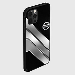 Чехол для iPhone 12 Pro Max Nissan metal steel auto, цвет: 3D-черный — фото 2