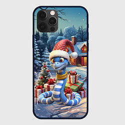 Чехол для iPhone 12 Pro Max Новогодняя змейка с подарками, цвет: 3D-черный