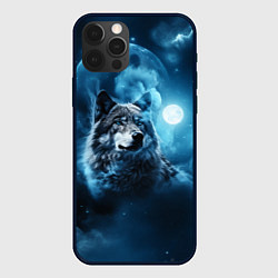 Чехол для iPhone 12 Pro Max Волк ночное синее небо, цвет: 3D-черный