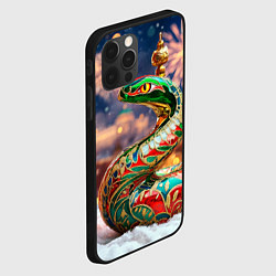 Чехол для iPhone 12 Pro Max Змея на фоне новогоднего кремля, цвет: 3D-черный — фото 2