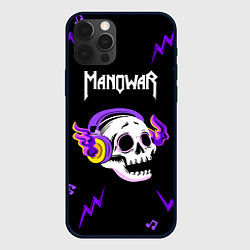 Чехол для iPhone 12 Pro Max Manowar неоновый череп, цвет: 3D-черный