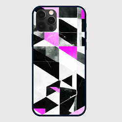 Чехол для iPhone 12 Pro Max Black and pink abstraction on a white background, цвет: 3D-черный