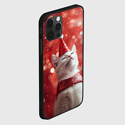 Чехол для iPhone 12 Pro Max Новогодняя довольный котик, цвет: 3D-черный — фото 2